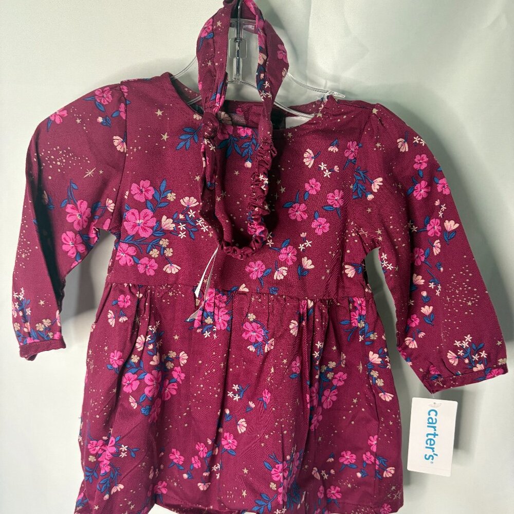 New! Carter's Baby 3 Piece Set- Headband, Dress, and Bottoms-Size 6 Months